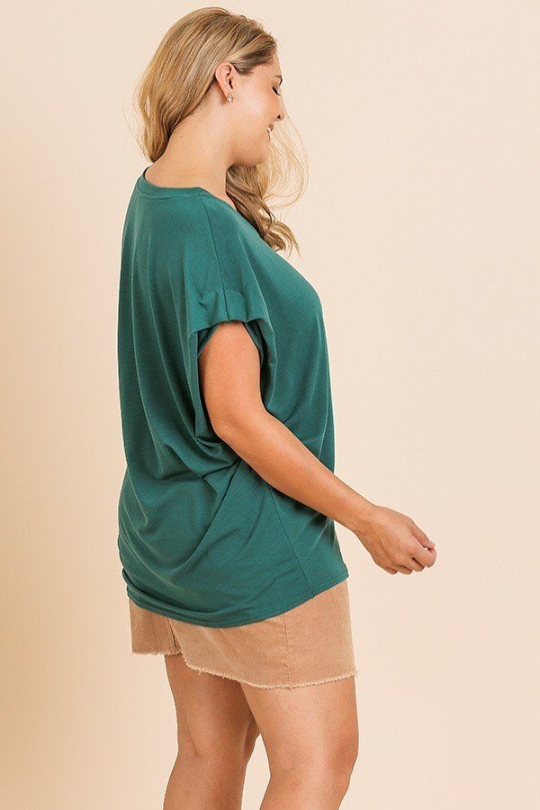 Short Dolman Sleeve Scoop Neck Top