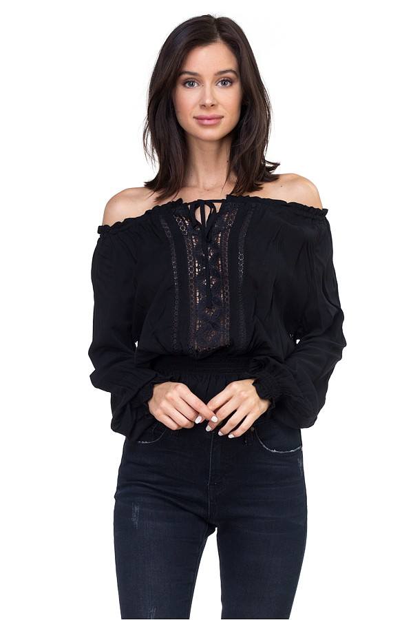 Off Shoulder Embroidered Shirt