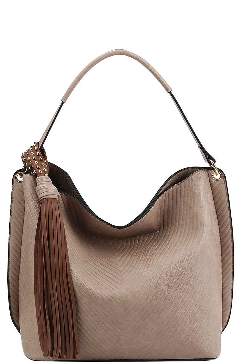 Trendy Chic Tassel Satchel With Long Strap