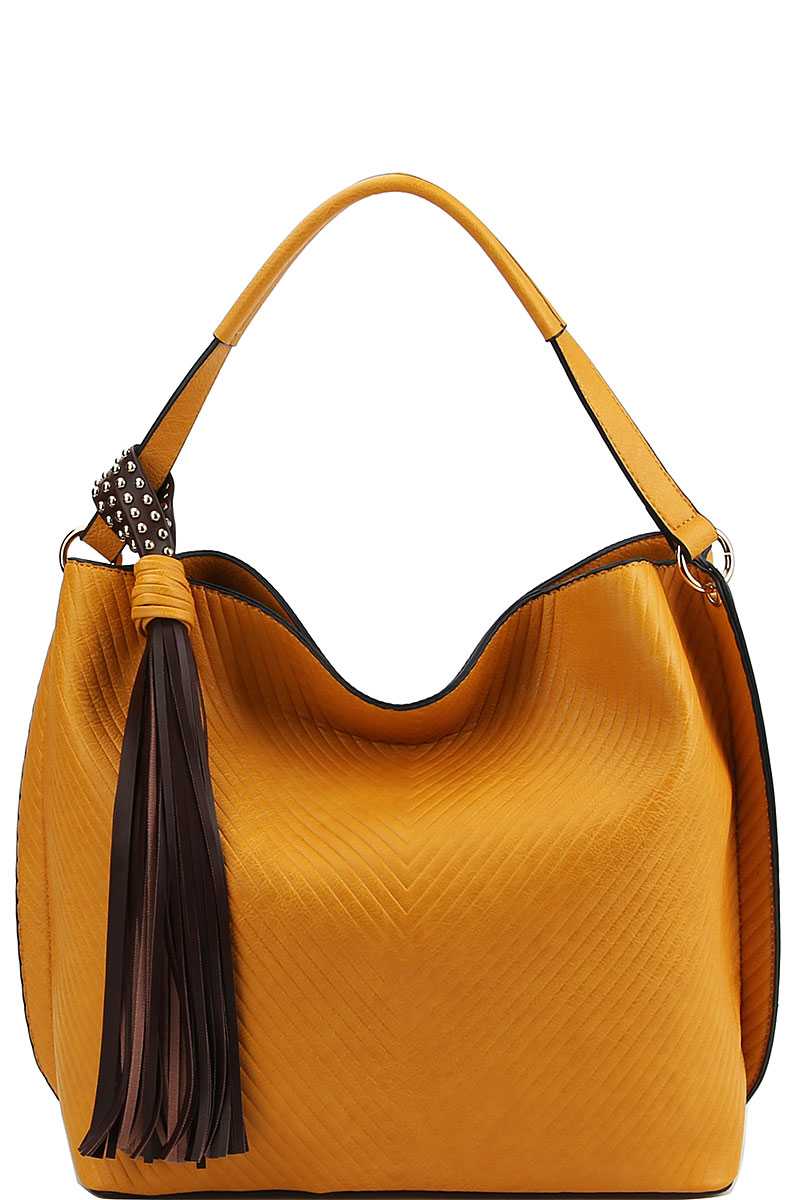 Trendy Chic Tassel Satchel With Long Strap