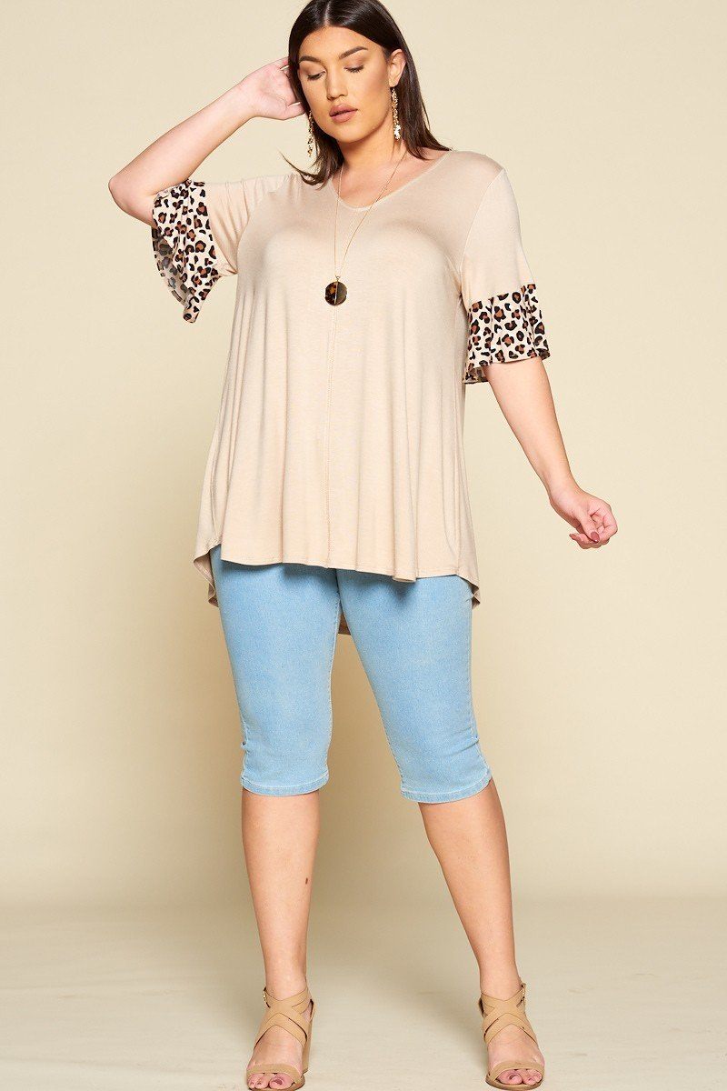 Plus Size Solid Jersey Swing Tunic Top