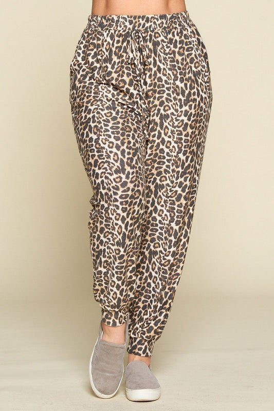 Plus Size Cute Animal Printed French Terry Jogger Pants