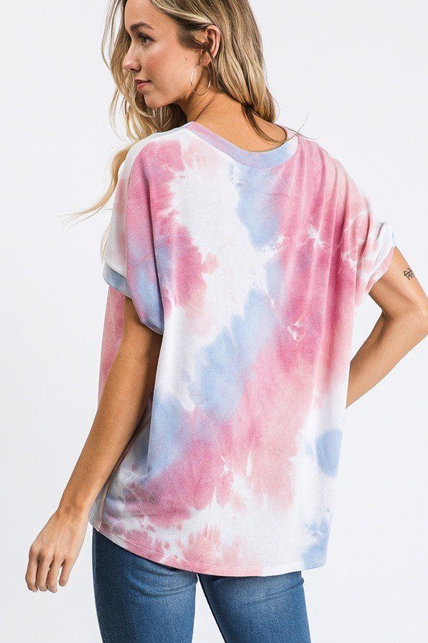 Tie Dye Print Round Neck Top