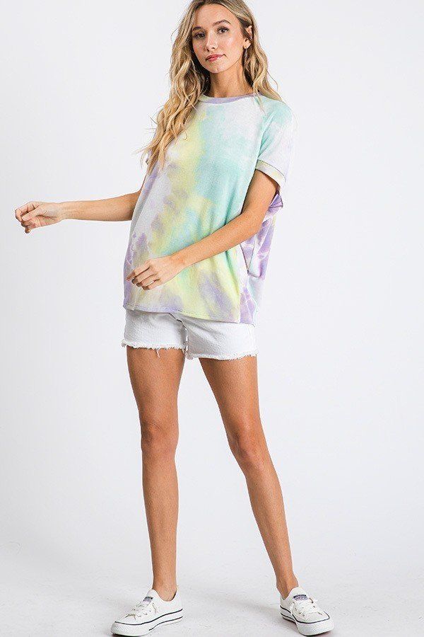 Tie Dye Print Round Neck Top