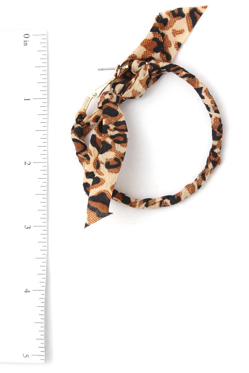 Animal Print Pattern Bow Hoop Earring