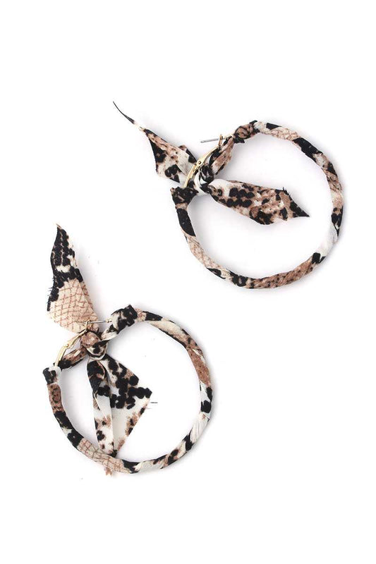 Animal Print Pattern Bow Hoop Earring