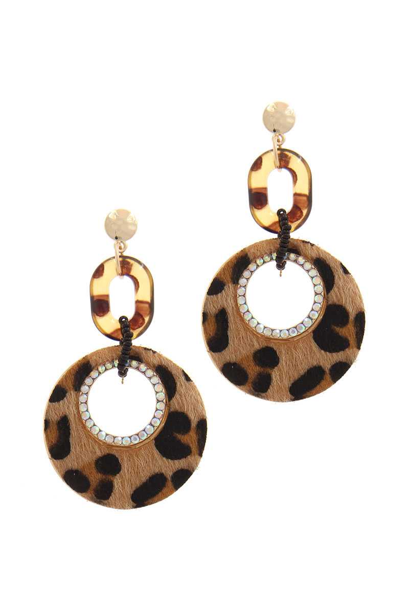 Cut Out Circle Fur Post Drop Earring