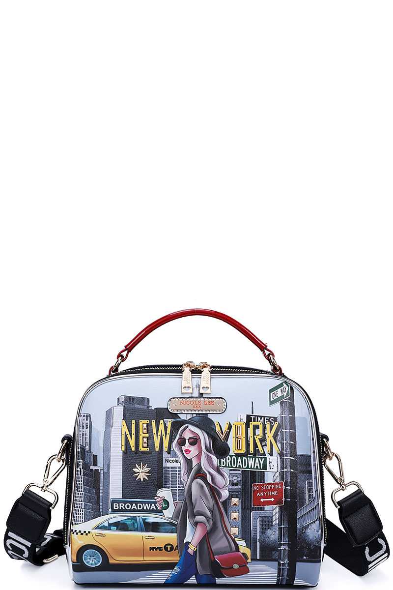 Nicole Lee New York Walk Print Crossbody Shoulder Bag