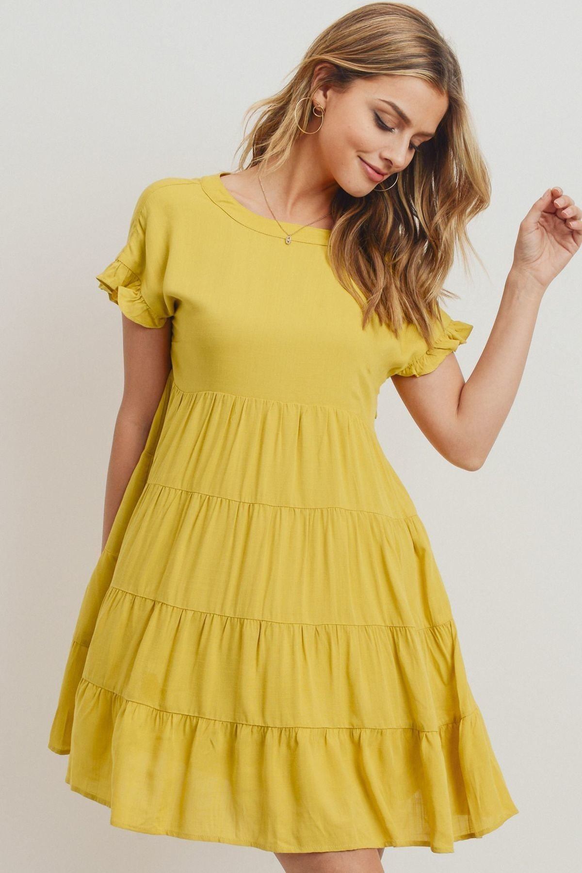 Round Neck Can Can Ruffled Dress