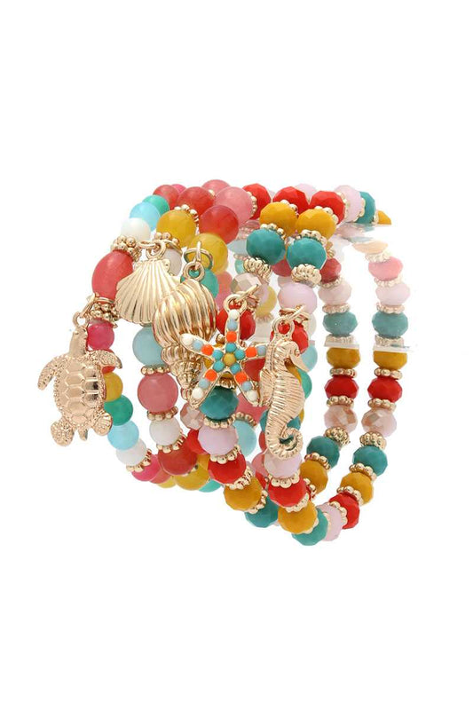 Sea Life Charm Beaded Stackable Bracelet