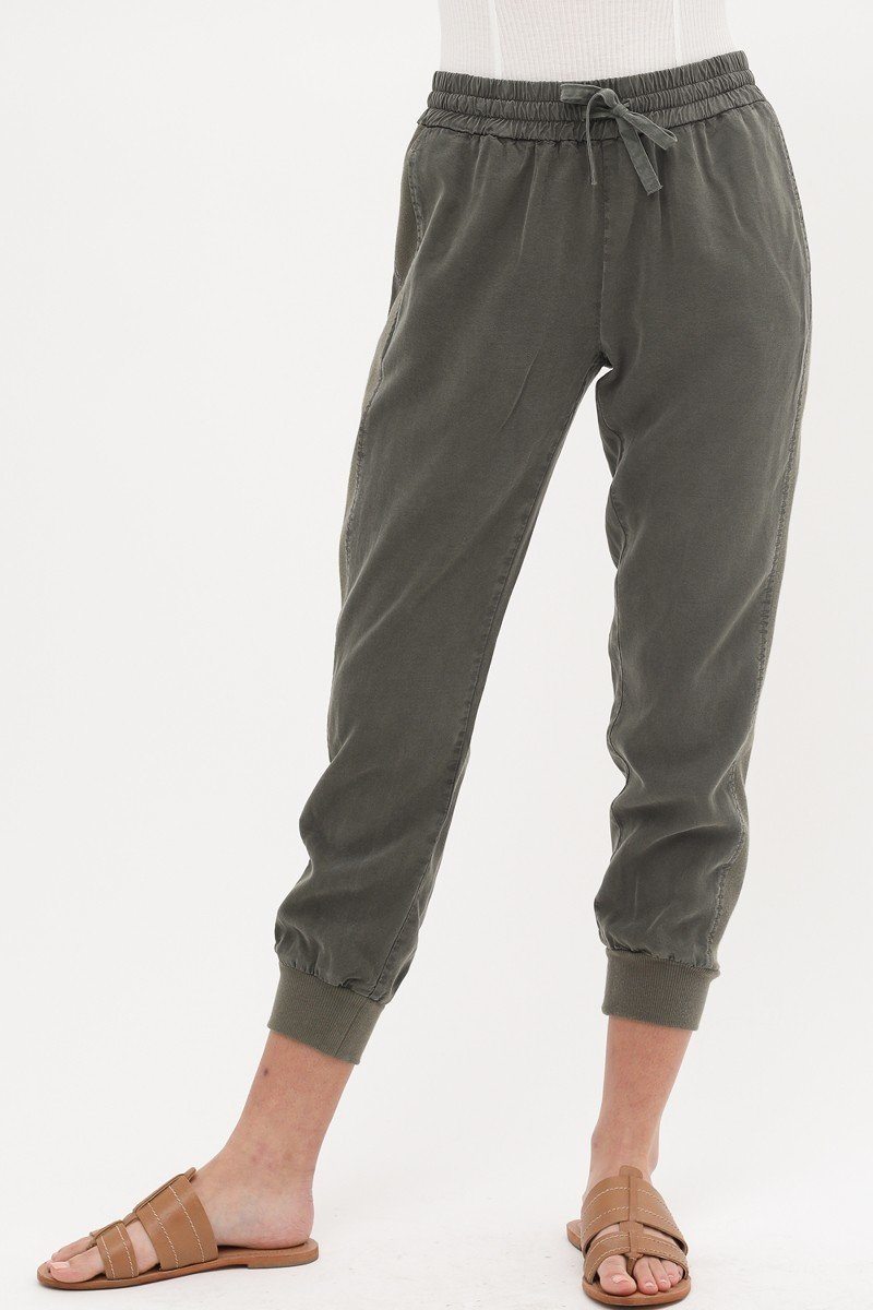 Tencel Pants With Adjustable Drawstrings And Waistband.