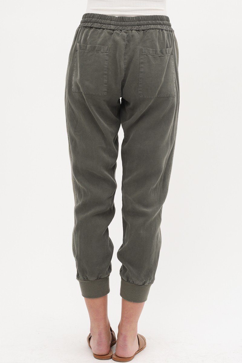 Tencel Pants With Adjustable Drawstrings And Waistband.