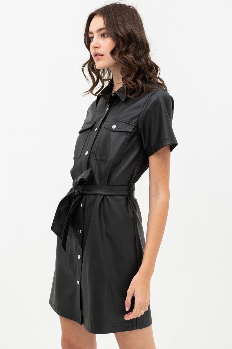 Dress With Over Shirt Silhouette Made From Pleather