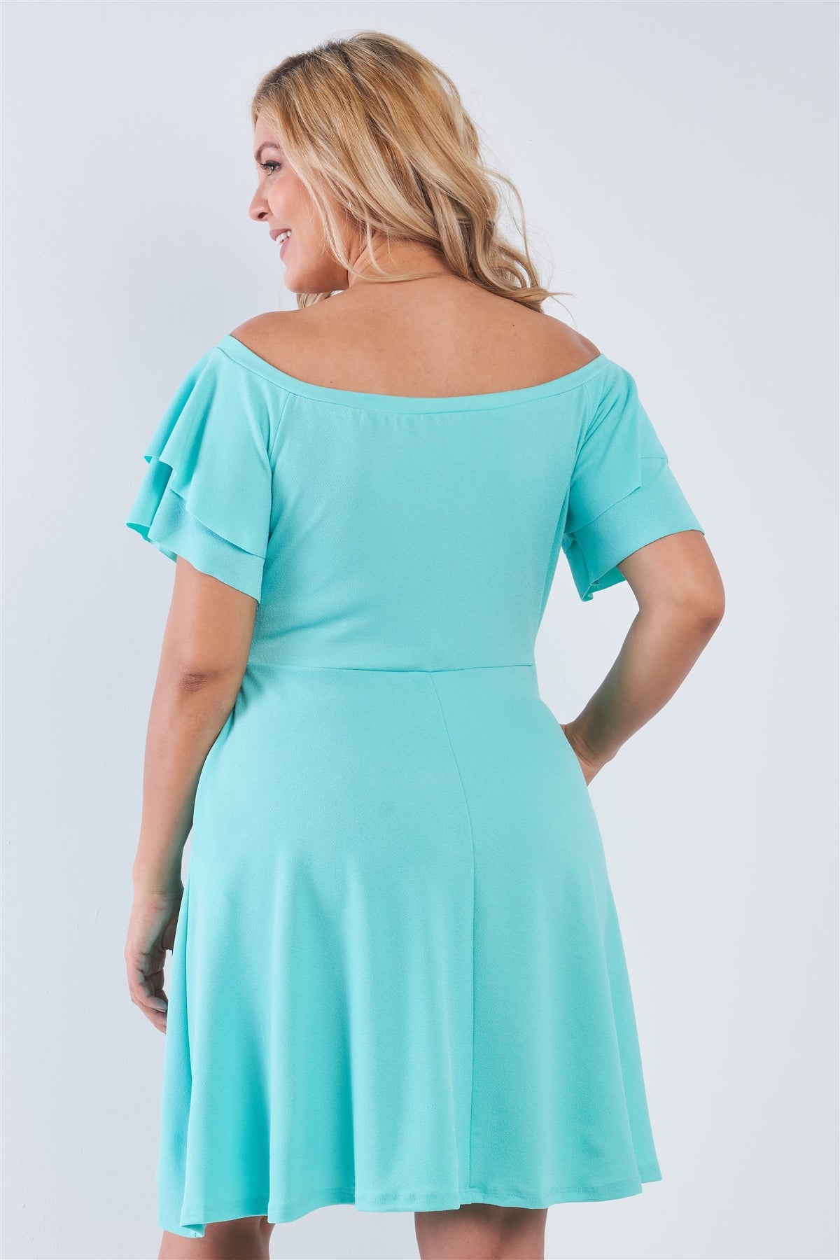 Plus Size Off The Shoulder Tiered Sleeves Midi Dress