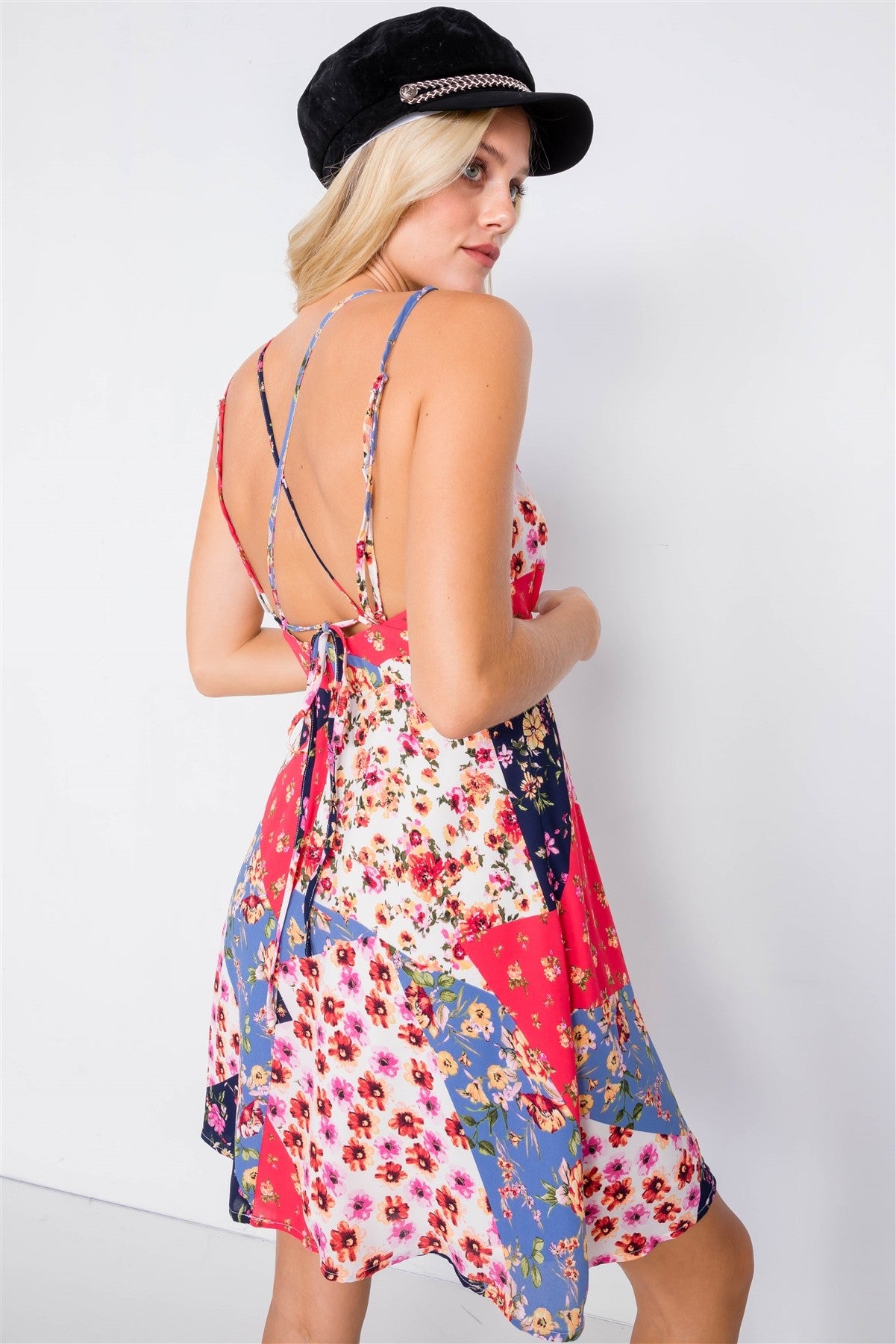 Multi Floral Print Fit & Flare Skater Mini Dress