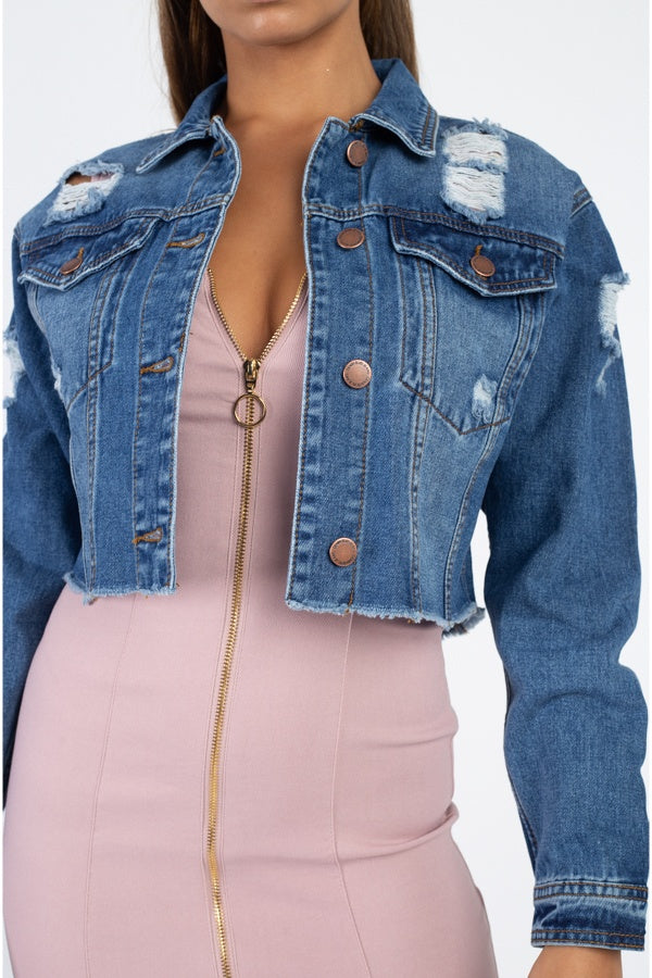 Distressed Frayed Denim Jacket