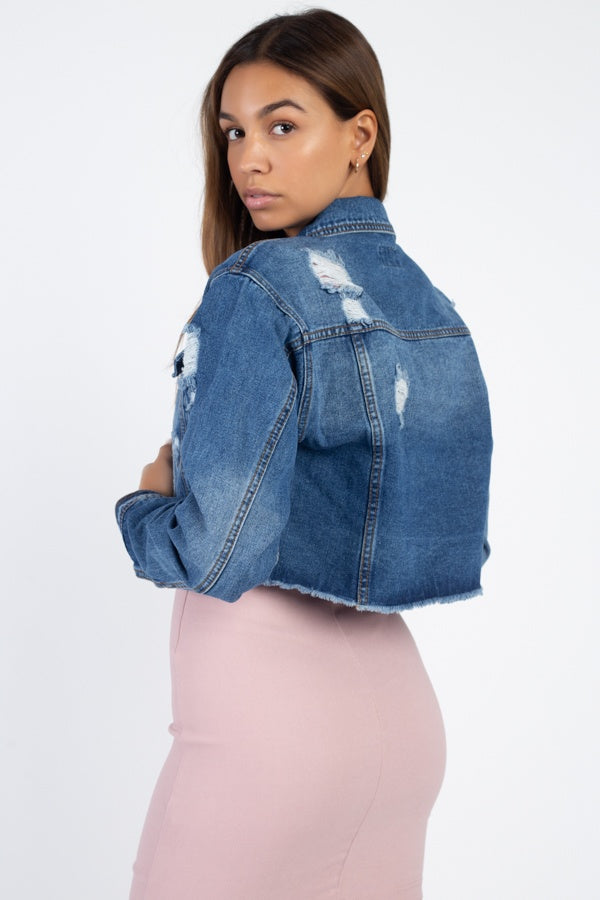 Distressed Frayed Denim Jacket