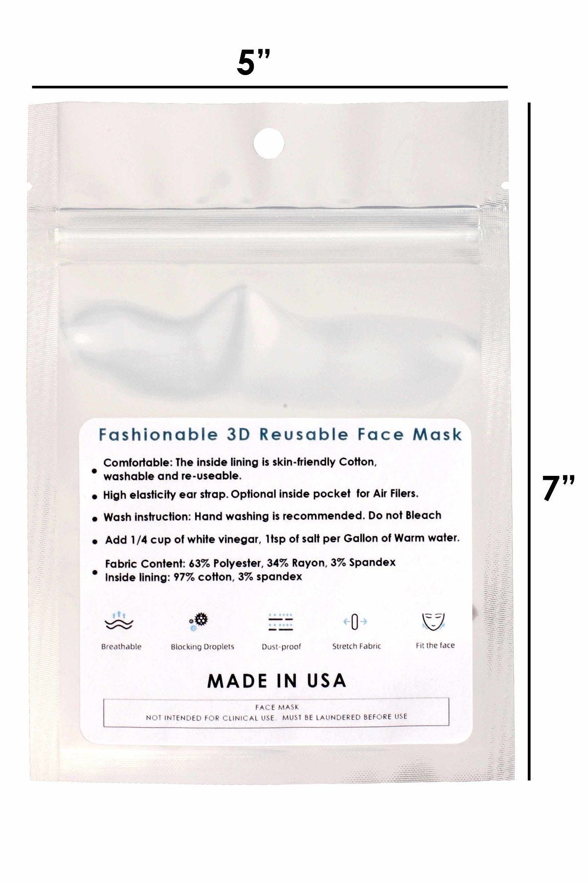 Made In Usa Fashionable 3d Reusable Face Mask