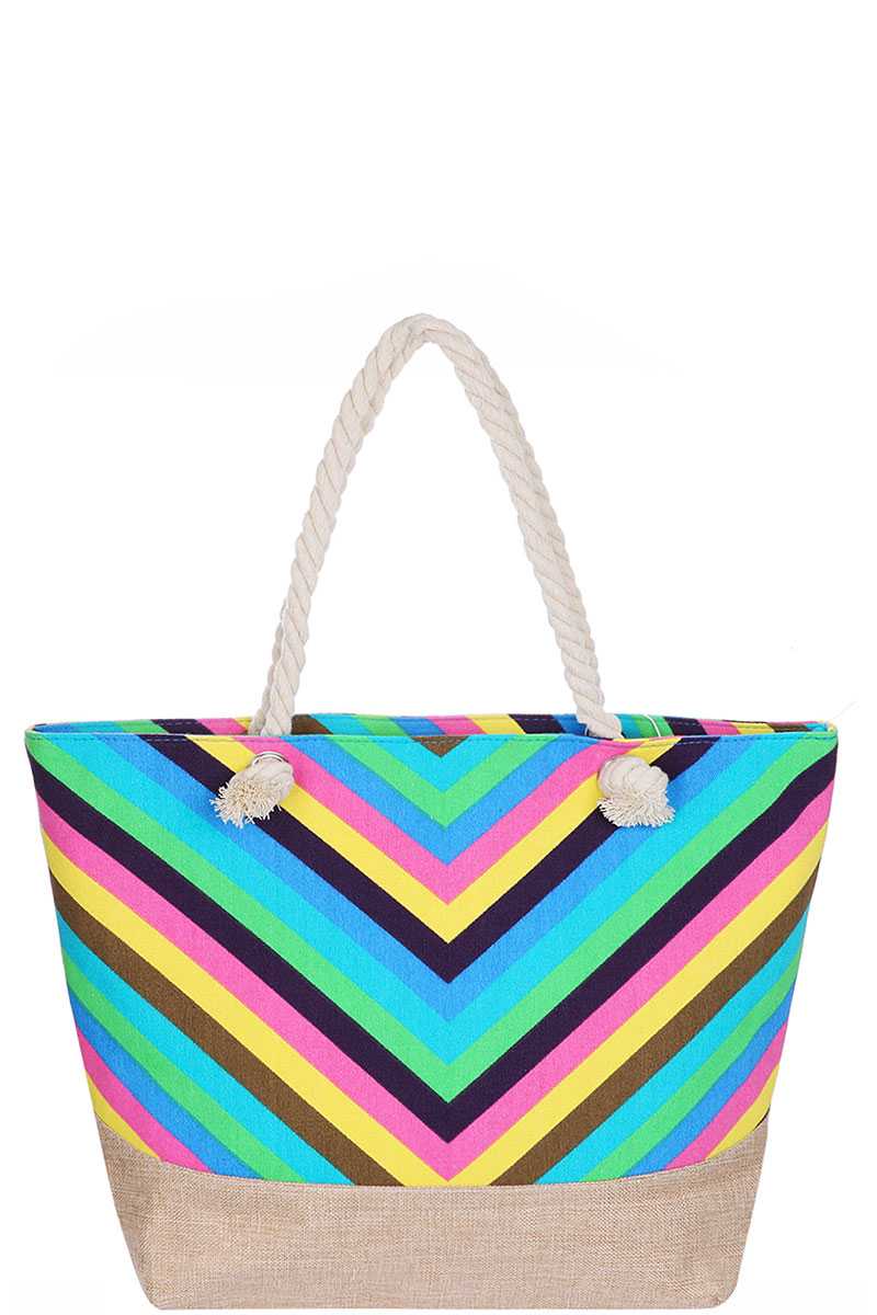 Stylish Rainbow Chevron Pattern Natural Shopper