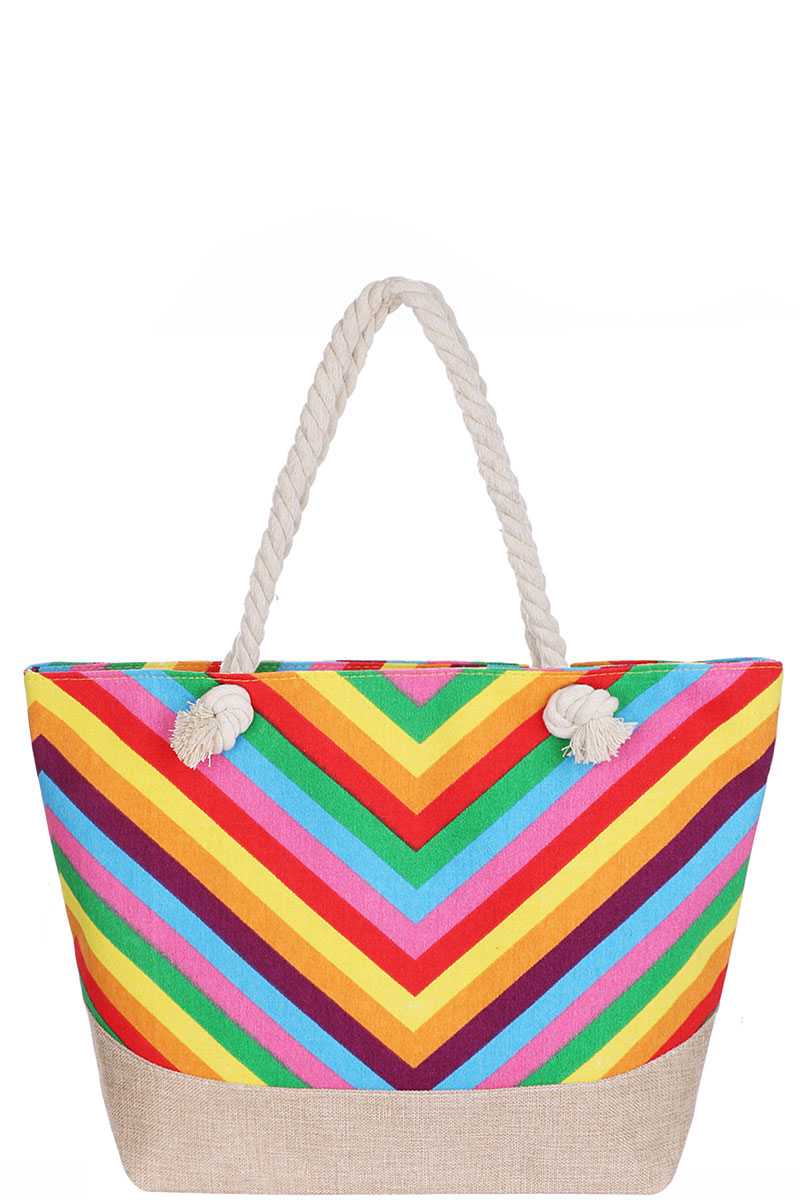 Stylish Rainbow Chevron Pattern Natural Shopper