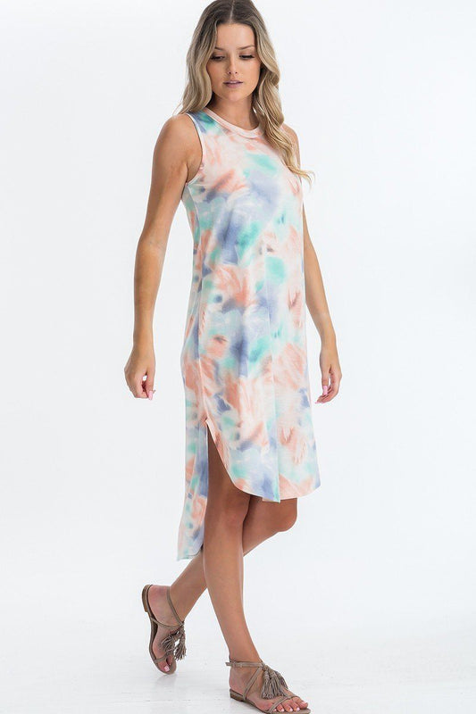 Tie Dye Hi-low Midi Dress