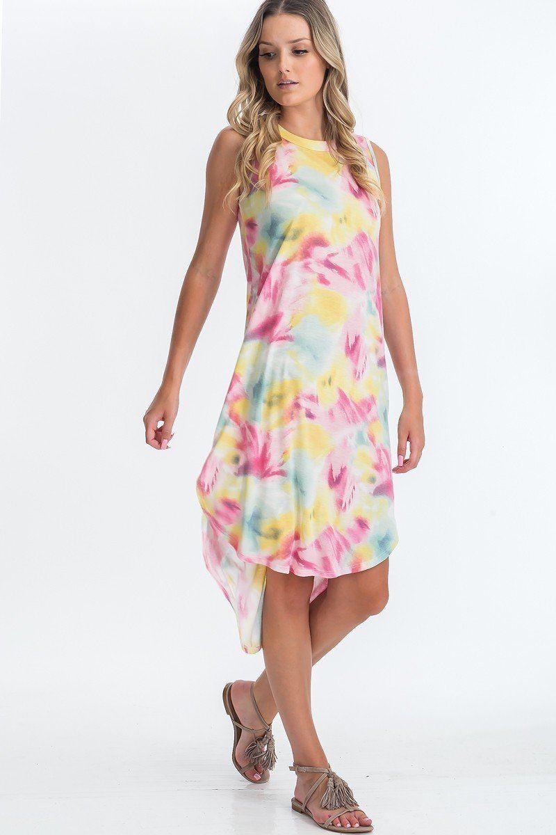 Tie Dye Hi-low Midi Dress