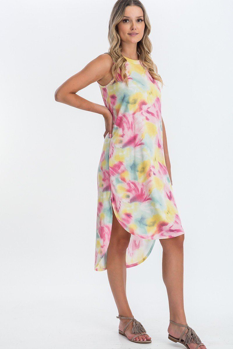 Tie Dye Hi-low Midi Dress