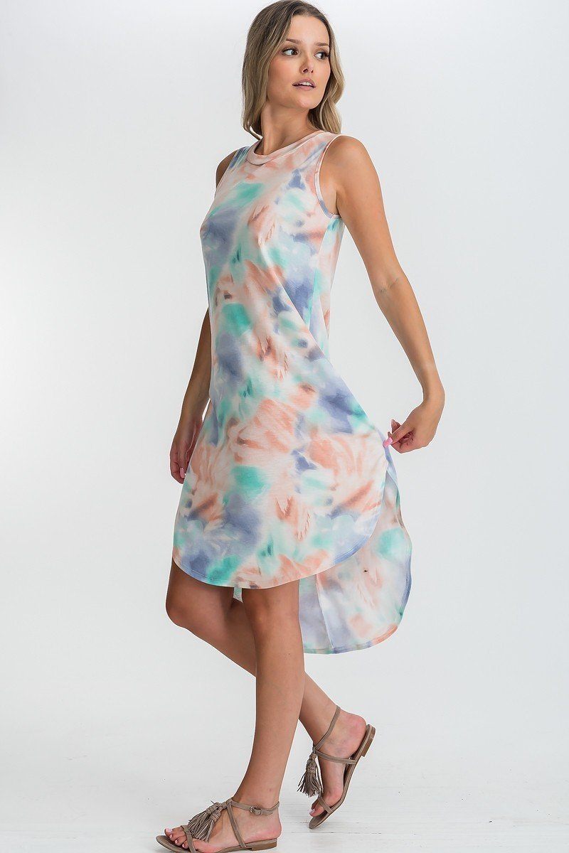 Tie Dye Hi-low Midi Dress