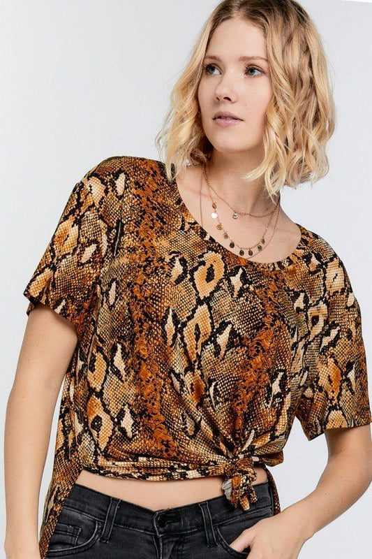 Wild Animal Print Round Neck Short Sleeve Tee