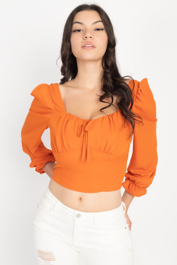 Square Neck Smocked Crop Top