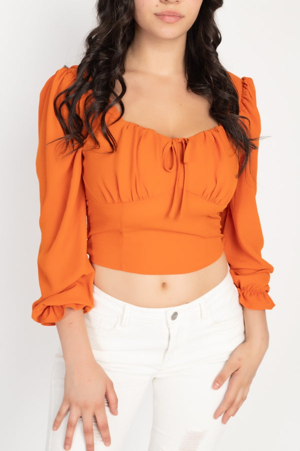 Square Neck Smocked Crop Top