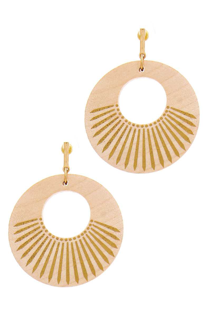 Fashion Wooden Circle Drop Earring