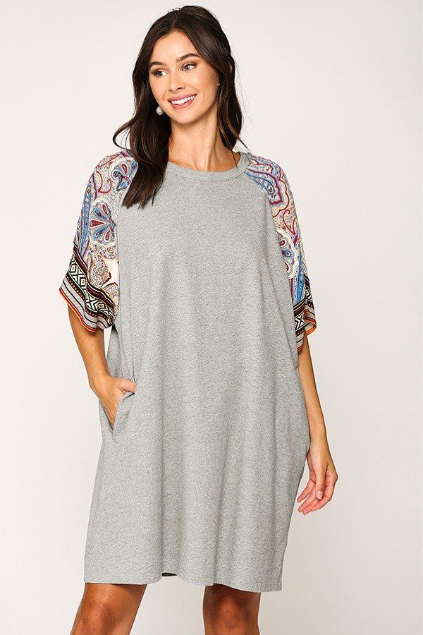 Solid Side Pocket Shift Dress