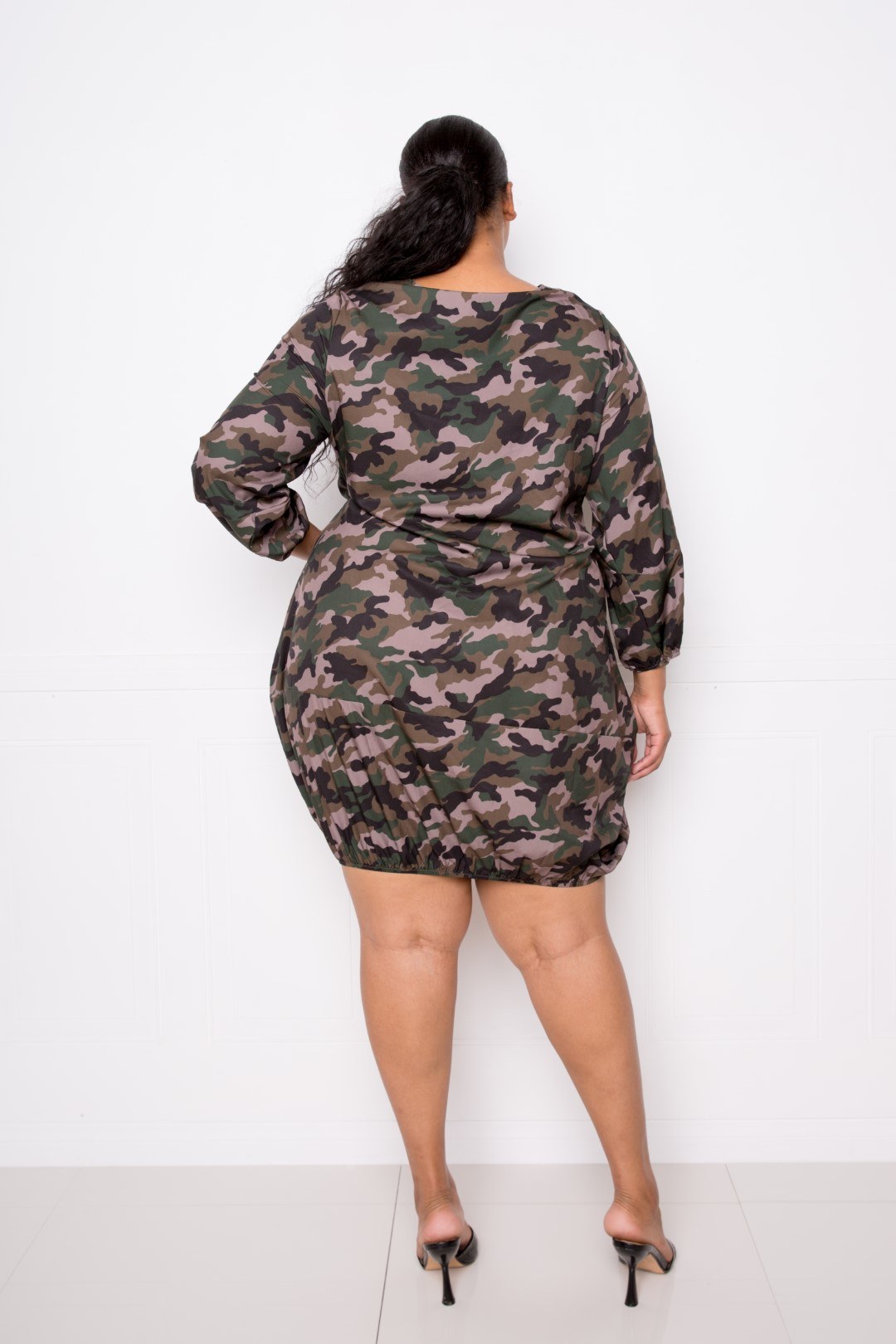 Camo Bubbled Poplin Dress