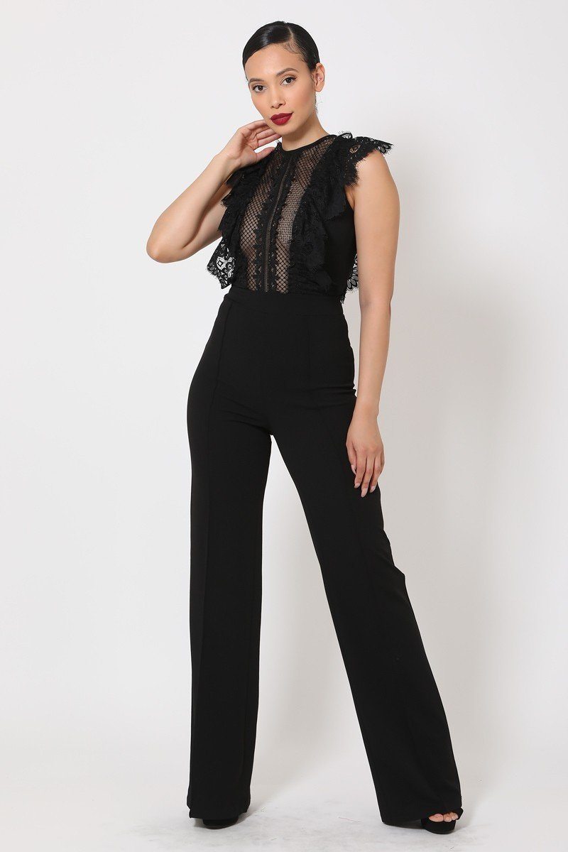 Sheer Mesh Sleeveless Jumpsuit