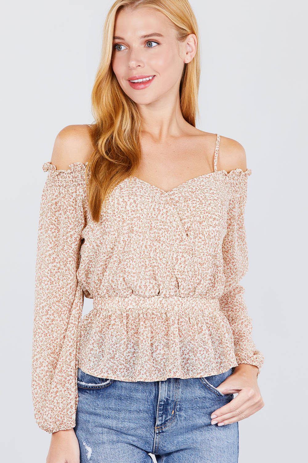 Off Shoulder Heart Neck Top