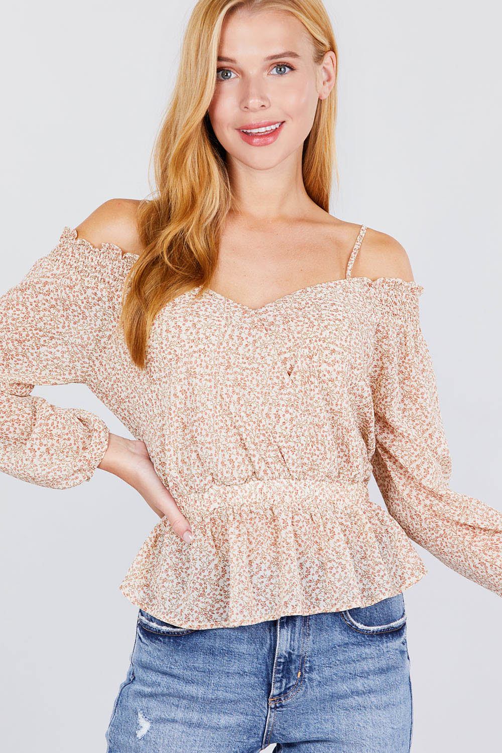 Off Shoulder Heart Neck Top