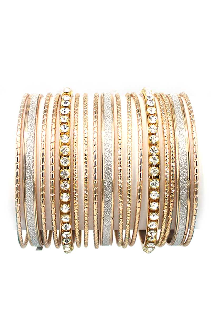 Multi Metal Bangle Rhinestone Mix Bracelet