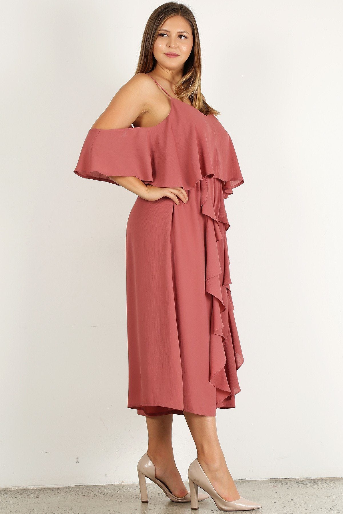 Plus Size Solid Wide Leg Jumpsuit