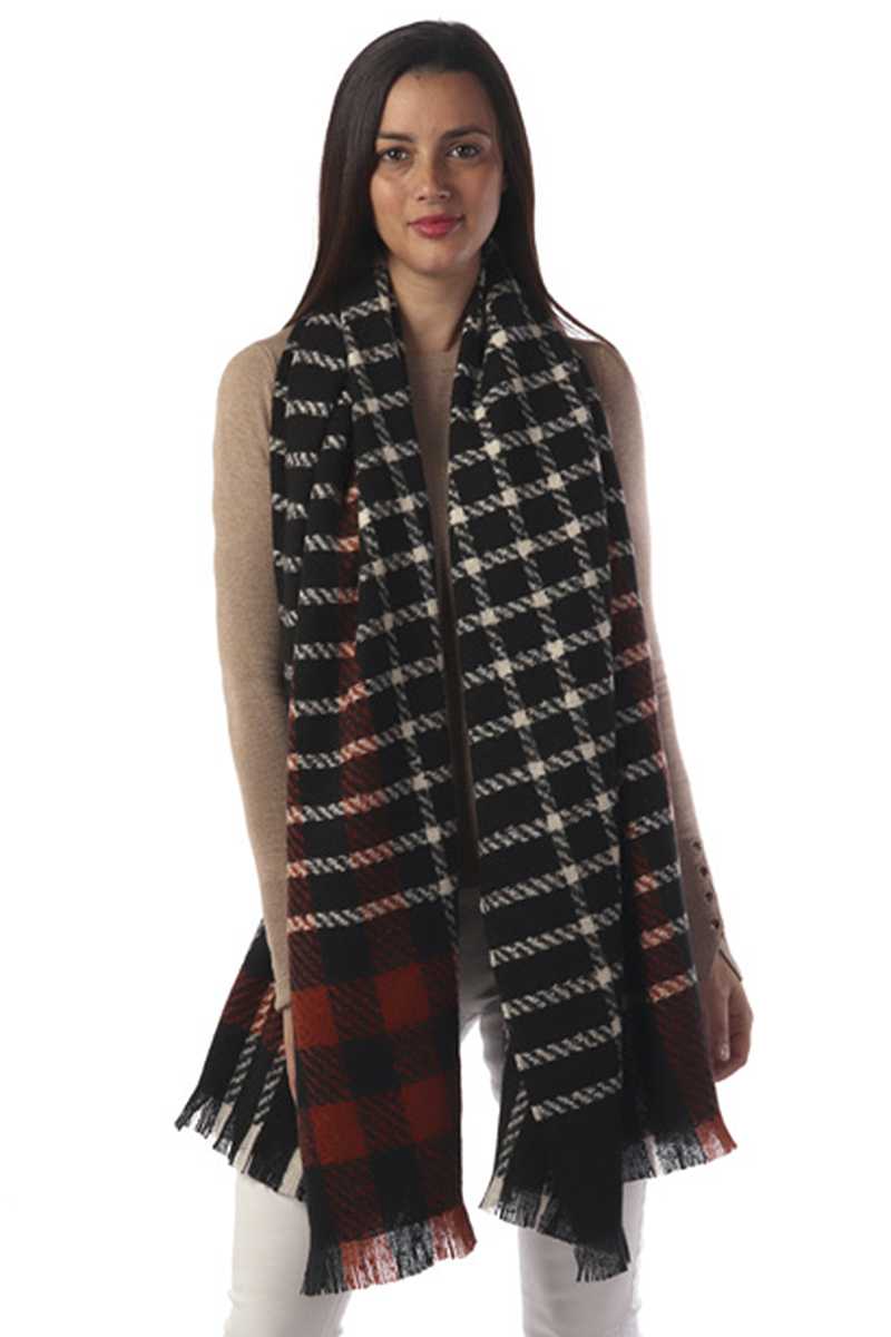 Modern Plaid Oblong Scarf