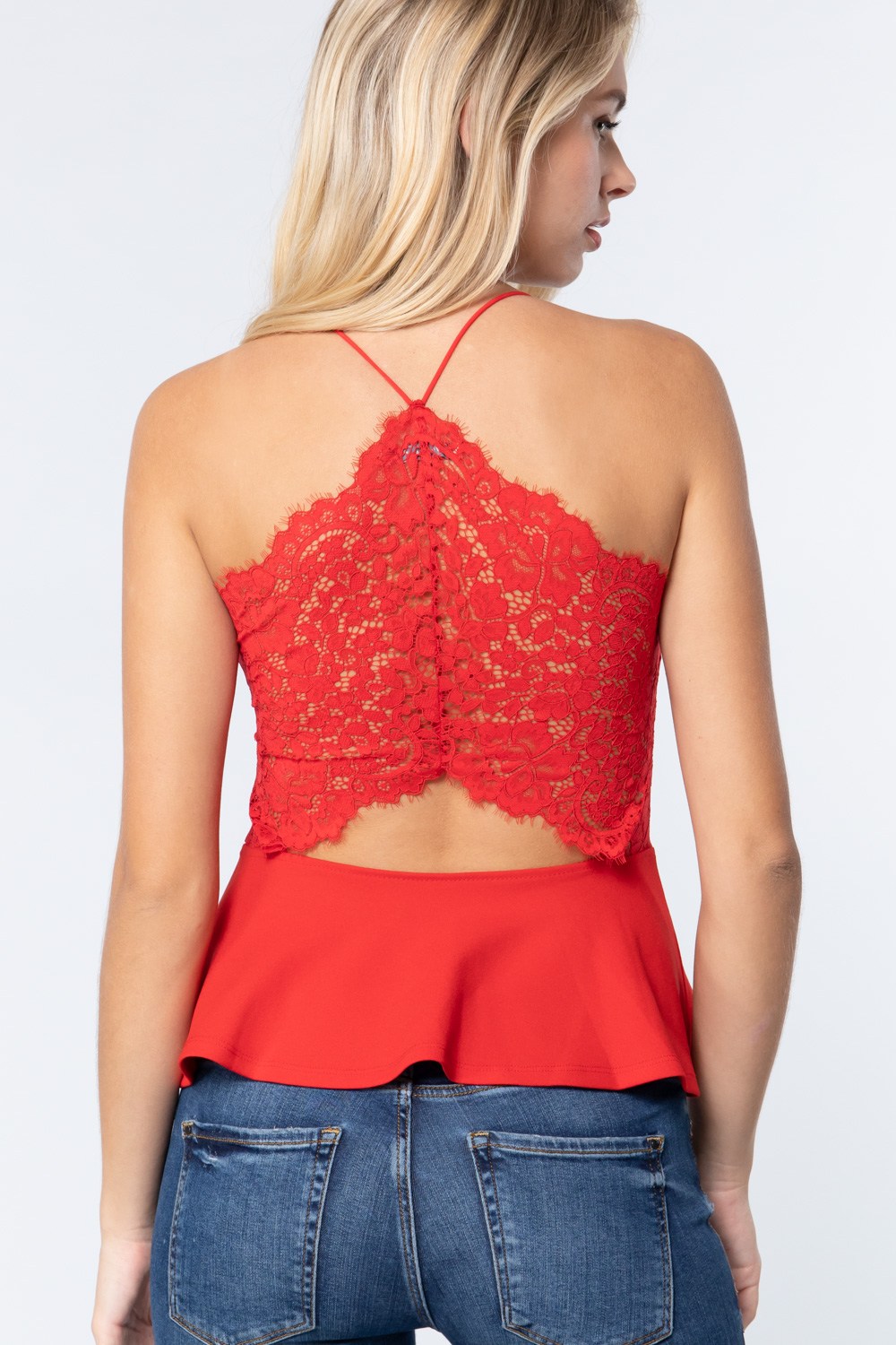 V-neck Cami Peplum Knit Top