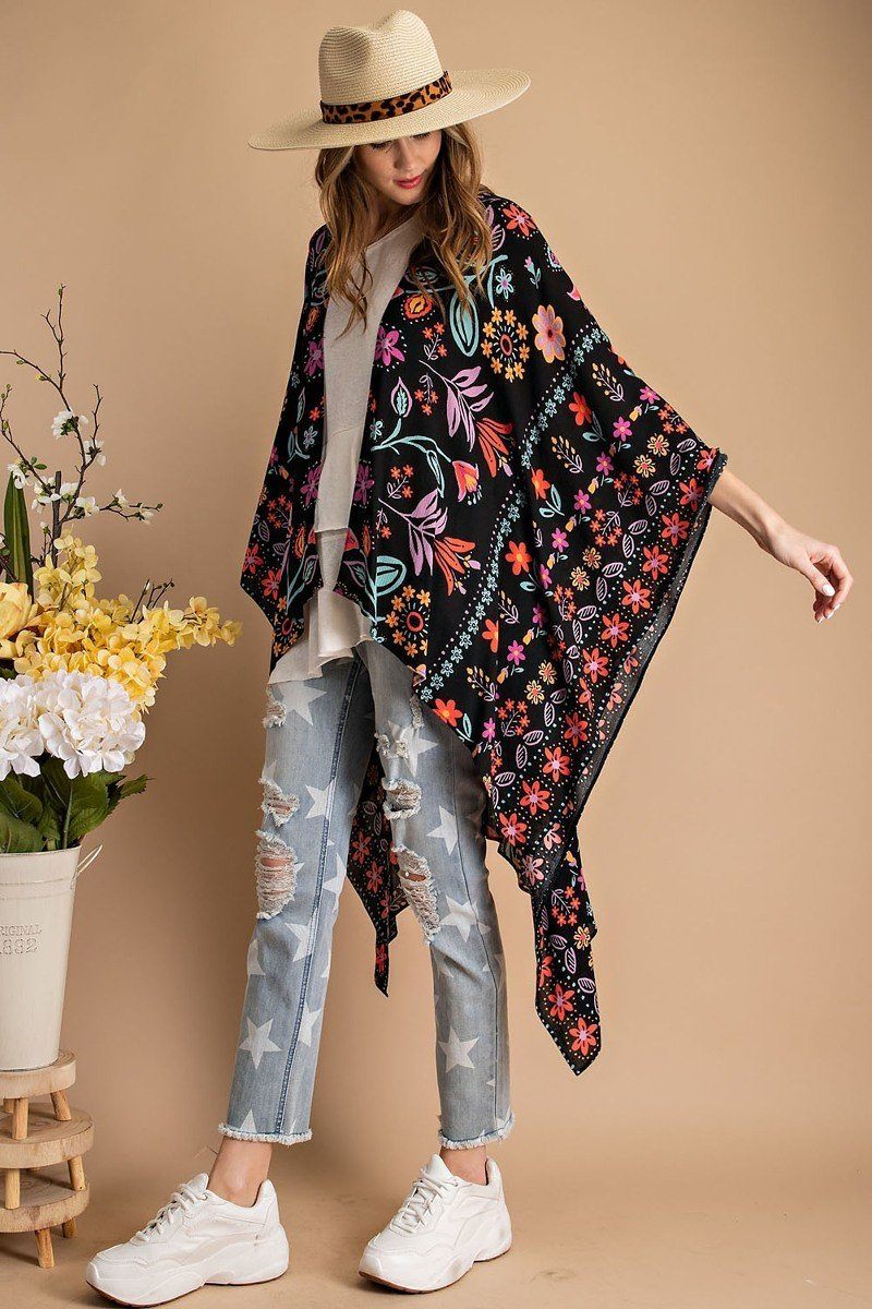 Scarf Printed Rayon Crepon Kimono