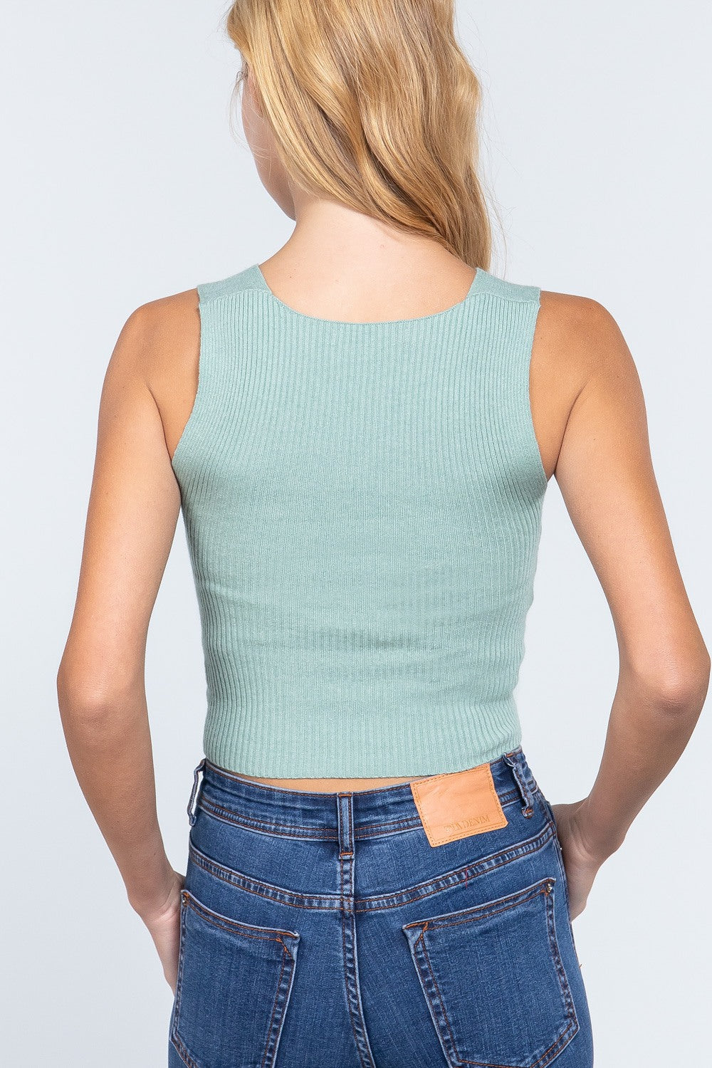 Sleeveless V-neck Twist Knot Knit Top