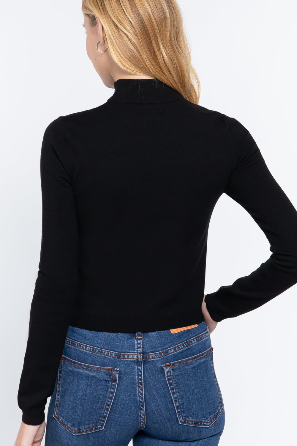 Long Slv Mock Neck Keyhole Sweater