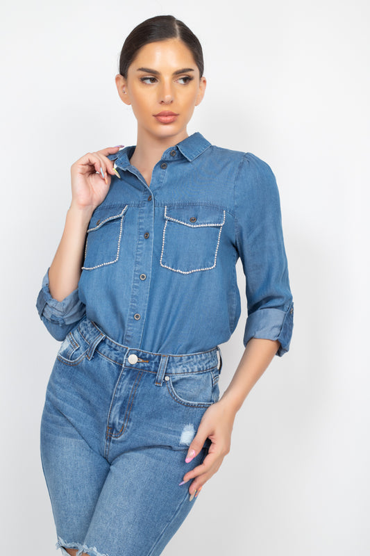 Jewel Accented Long Sleeve Top