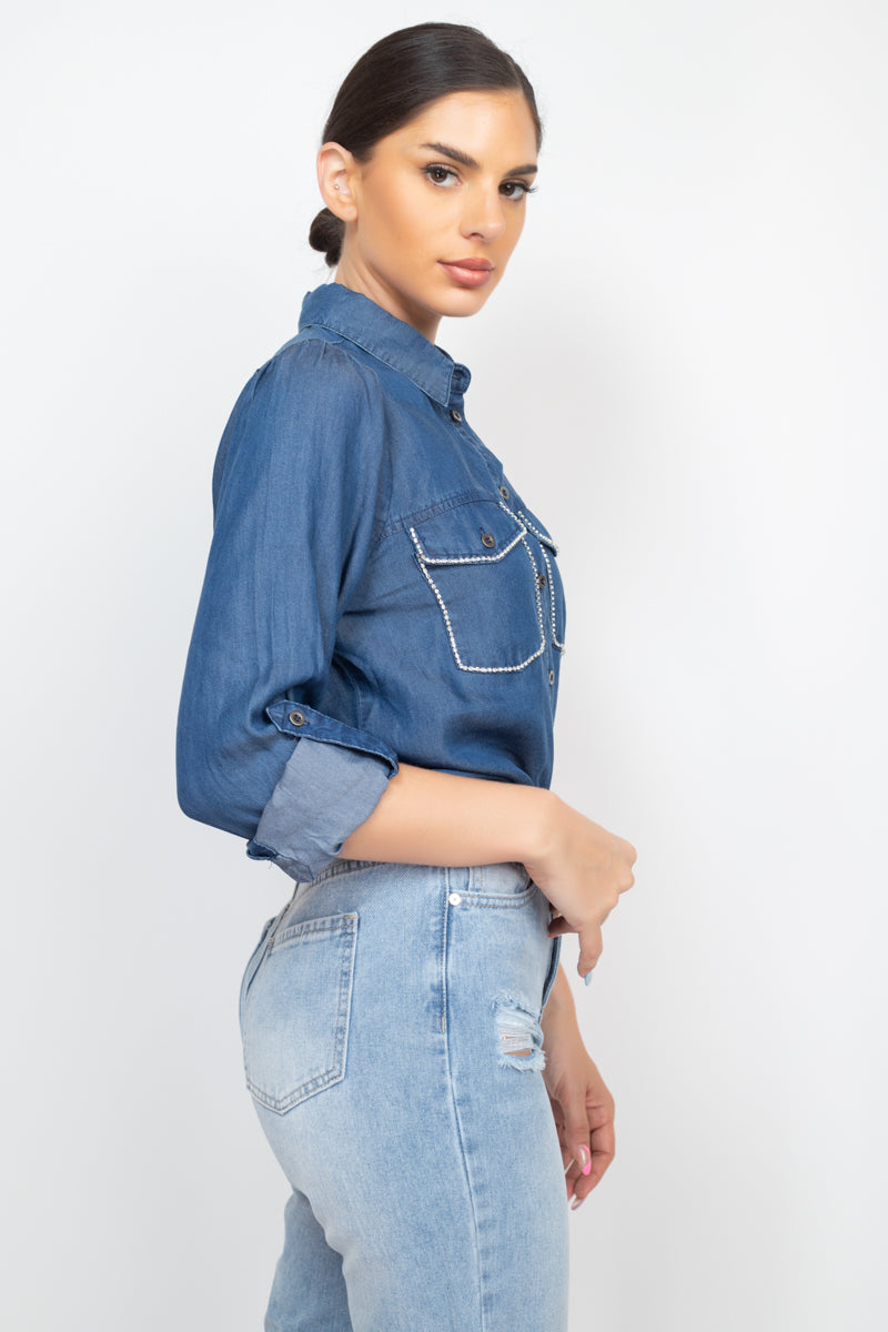 Jewel Accented Long Sleeve Top