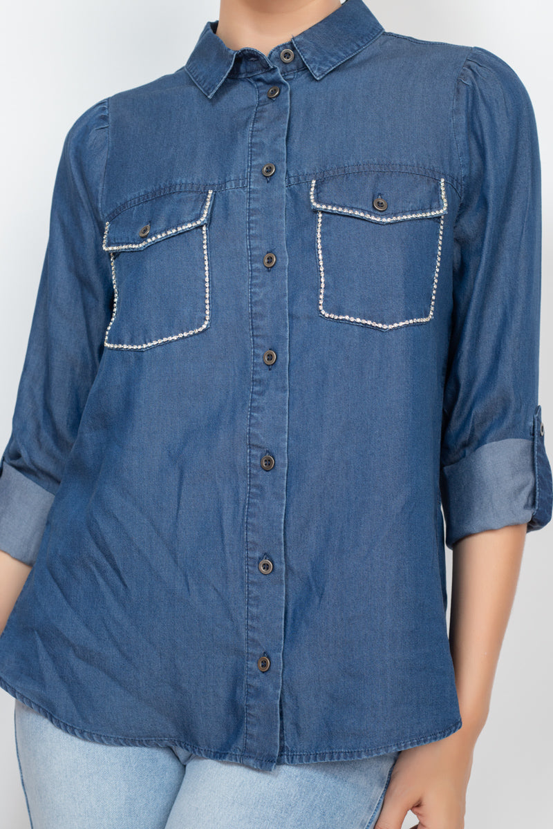 Jewel Accented Long Sleeve Top