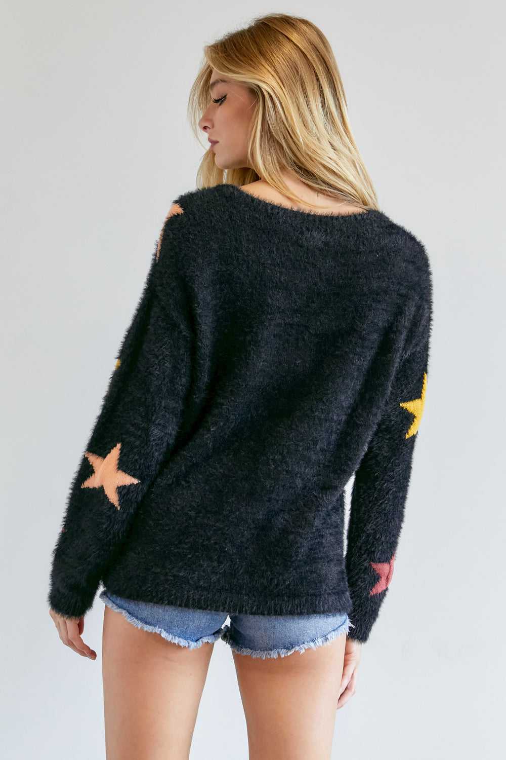 Star Printed Round Neck Sweater