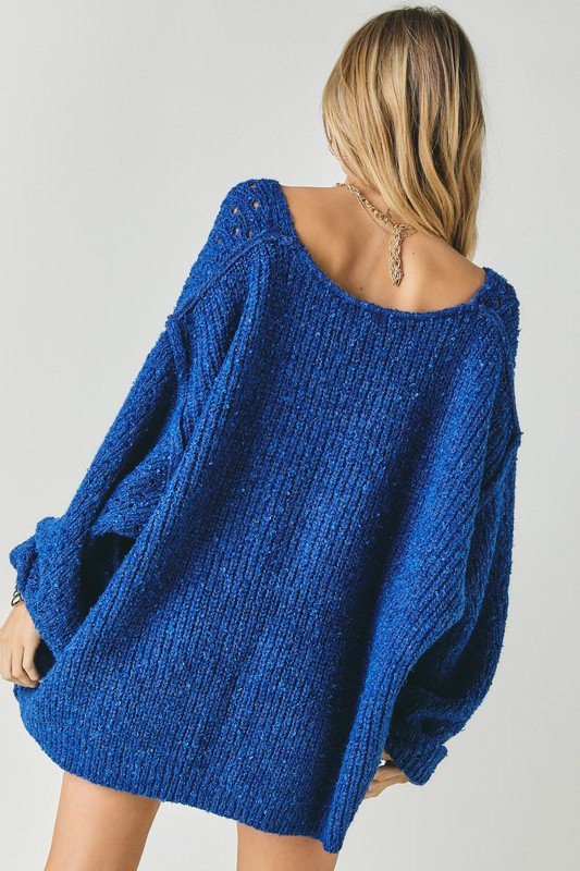 Solid V Neck Loose Sweater