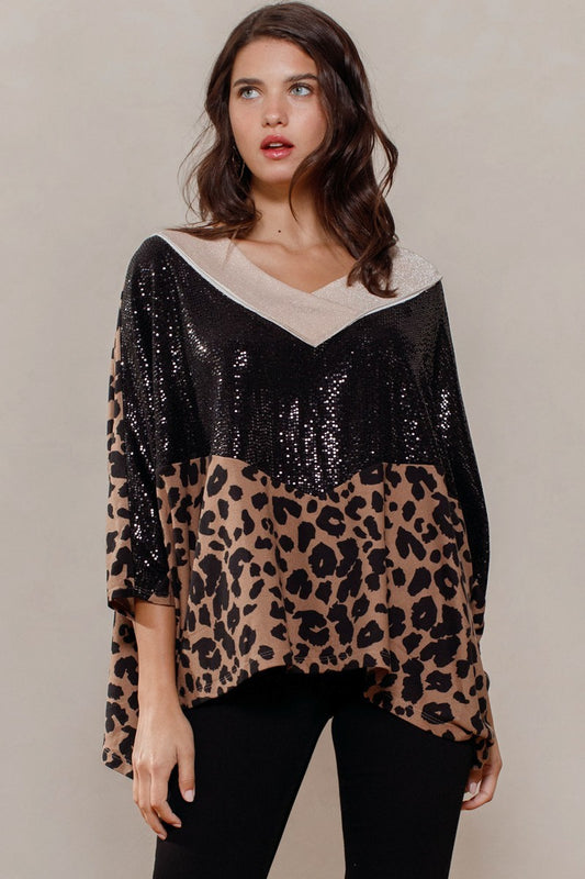 Multi Print Oversized V-neckline